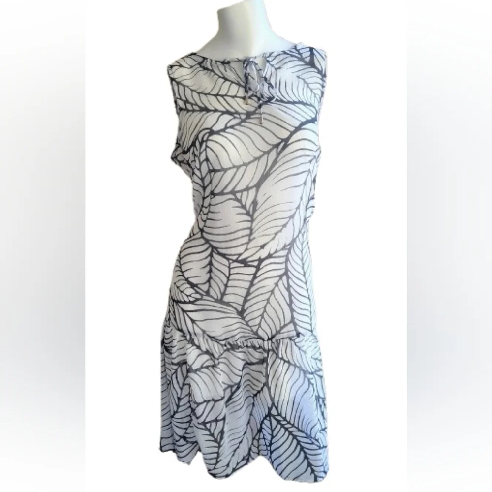 Apt. 9 Black and White Leaf-Print Sleeveless Mini Dress - Picture 2 of 7